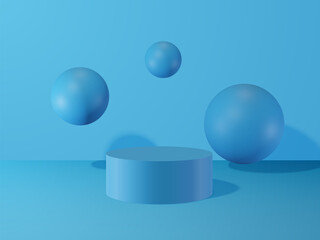 Abstract geometric background with cylinder and balls. Product demonstration stand. Vector illustration.