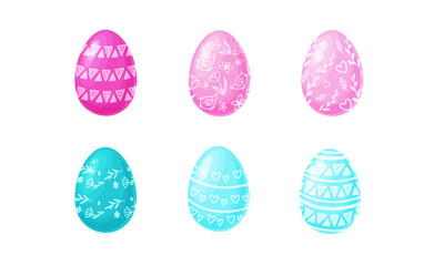 Decorated Easter Egg as Holiday Symbols Vector Set