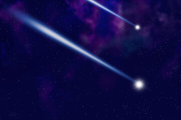Obraz na płótnie Canvas 流れ星と星空の背景