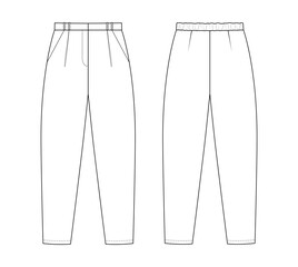 Fashion technical drawing of slouchy pants