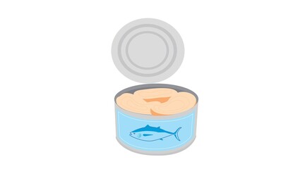 Opened Tuna Can. Vector isolated illustration of a can of tuna opened