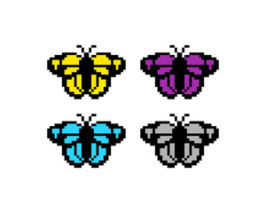 Image of set of pixel butterflies. cross stitch pattern vector illustration.