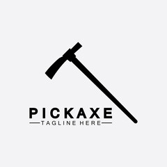 Pickaxe Logo Vector icon symbol illustration Design template, Mining Concept With Silhouette,Mining Logo, Pickaxe Logo