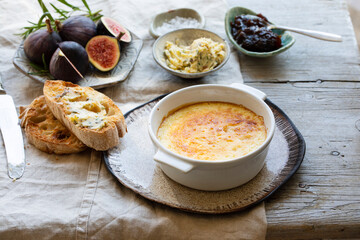 Parmesan custard with toasted ciabbatta bread and anchovies butter