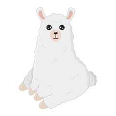 Obraz na płótnie Canvas Illustration of cute cartoon alpaca isolated on white background. Print for t-shirts, posters, greeting cards, stickers, design and more. Cartoon llama