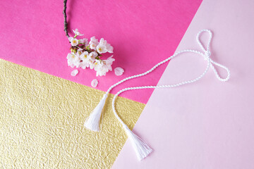 桜の花束と和紙とタッセル