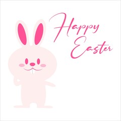 Obraz na płótnie Canvas Happy Easter Template, Easter Bunny Illustration, Happy Easter Pink Font Design, Easter Bunny Happy Easter Vector Background, Illustration of Happy Easter with intricate writing, Easter Bunny Design.