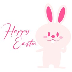 New Happy Easter Template, Easter Bunny Illustration, Happy Easter Pink Font Design, Easter Bunny Happy Easter Vector, Illustration of Happy Easter with intricate calligraphy, New Easter Bunny Design.