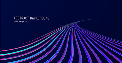 Abstract blue track or path formed by cool lines, highway graphic illustration in perspective