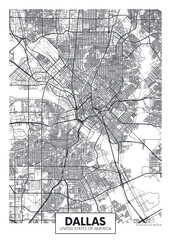 City map Dallas, travel vector poster design