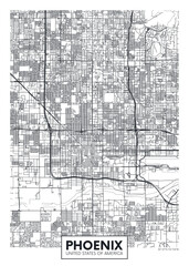 Fototapeta na wymiar City map Phoenix, travel vector poster design