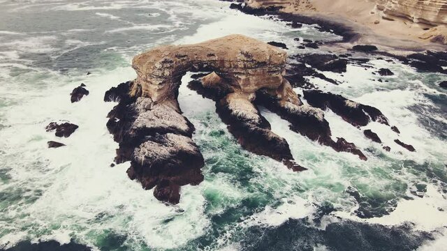 High and personal take of la portada, Antofagasta, Chile