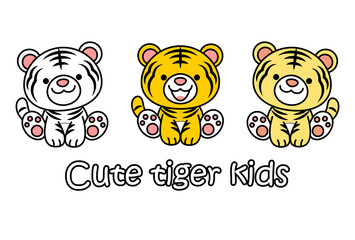 年賀状素材 可愛い寅の子供たちのイラスト セット ベクター