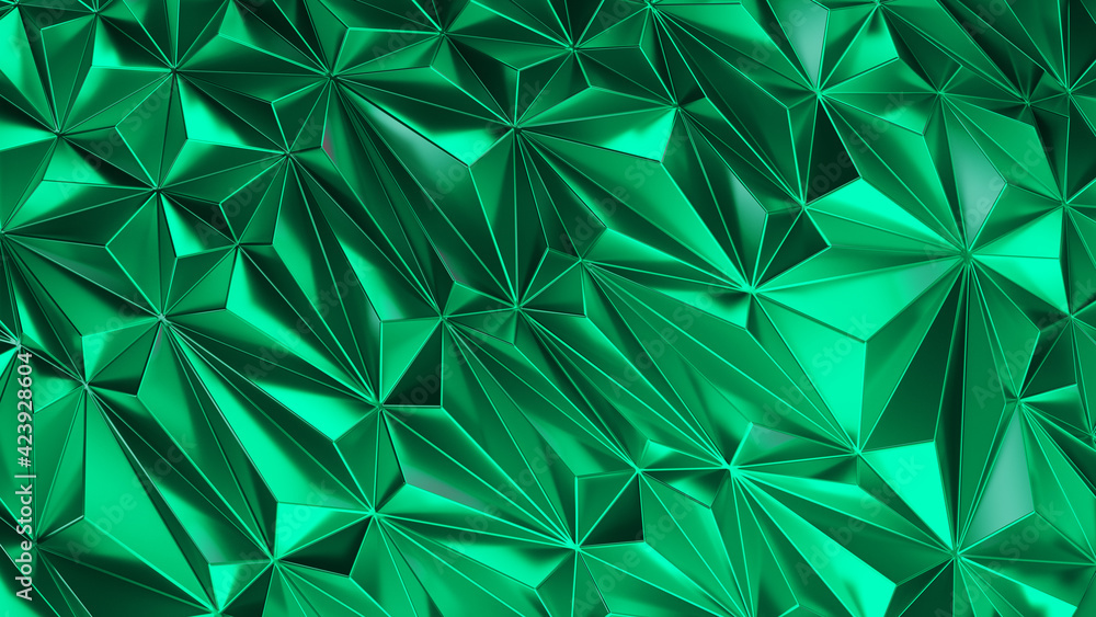 Poster low poly polygonal pattern. iridescent shiny background abstract with copy space 3d render illustrat