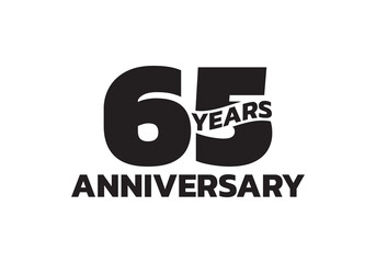 65 years anniversary logo. 65th birthday icon or badge design. Vector illustration.