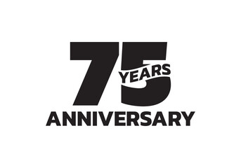 75 years anniversary logo. 75th birthday icon or badge design. Vector illustration.