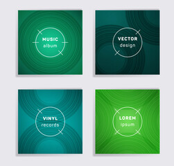 Abstract vinyl records music album covers set.