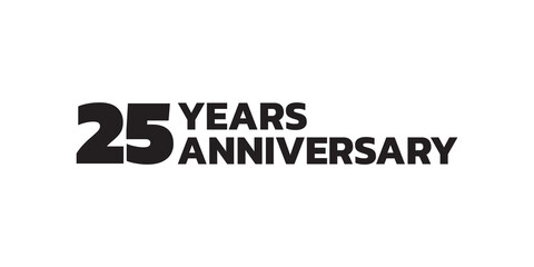 25 years anniversary logo. 25th birthday icon or badge design. Vector illustration.