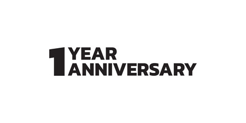 1 year anniversary logo design. First birthday celebration icon or badge. Vector illustration.
