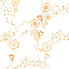 Dandelion flowers unique vector seamless pattern.