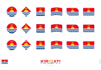 Kiribati flag set, simple flags of Kiribati with three different effects.