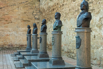 Monuments to Russian generals near the Bendery fortress in Bender, Transnistria (Moldova)