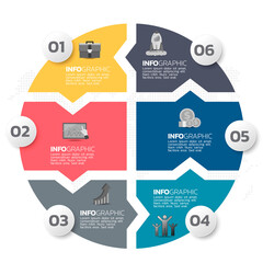 Business infographic elements with 6 options or steps.