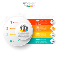 Business infographic elements with 4 options or steps blue theme.