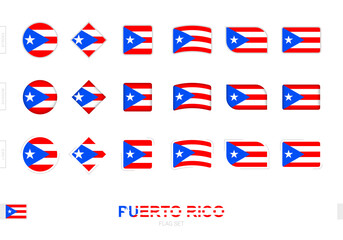 Puerto Rico flag set, simple flags of Puerto Rico with three different effects.