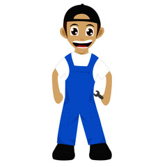 Young and Happy Foreman Cartoon Mascot