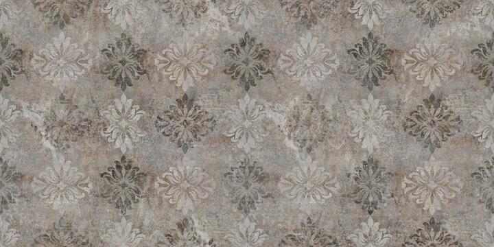 Damask pattern and cement texture backgorund