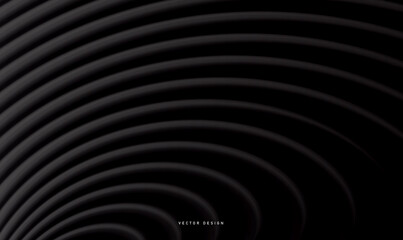 Black moderm 3d wall background of circular lines forming texture in dark space, presentation cover