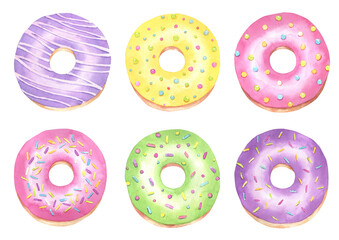Watercolor Donuts Set