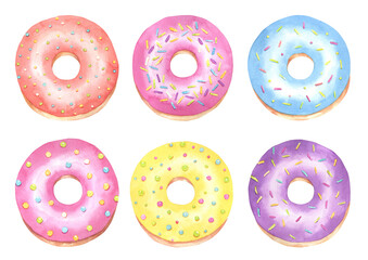 Fototapeta premium Watercolor Donuts Set