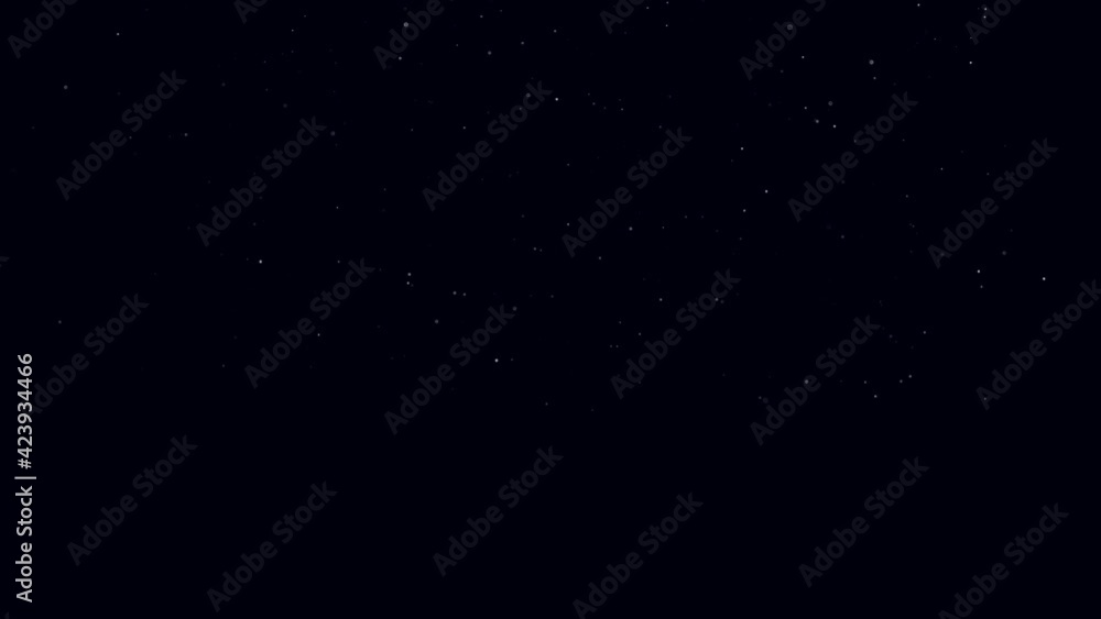 Poster natural organic dust particles floating on black background. dynamic dust particles randomly float i