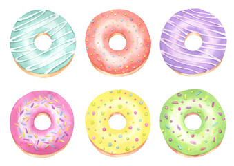 Watercolor Donuts Set