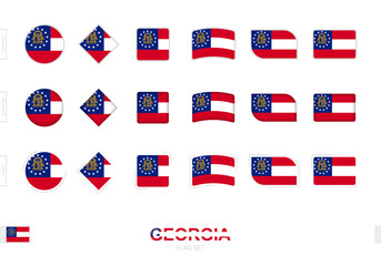Georgia flag set, simple flags of Georgia with three different effects.