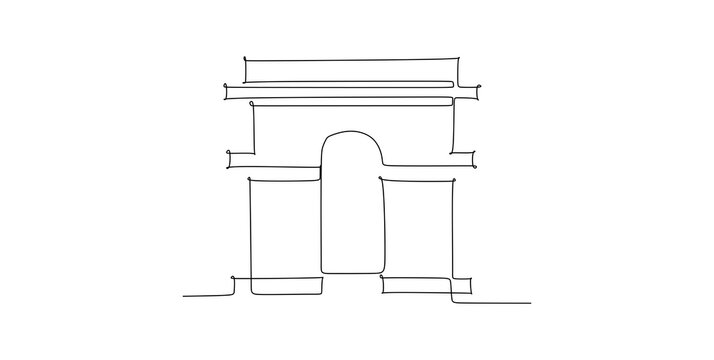 The Arc de Triomphe in Paris France - Continuous one line drawing