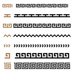 Ancient Greek seamless ornament constructor borders frames pattern set
