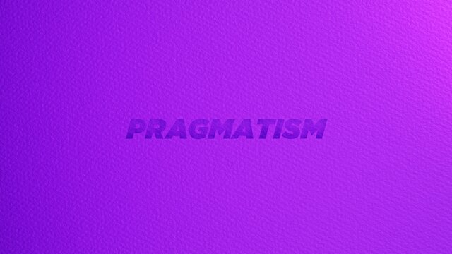 Pragmatism lettering in paper cut. 3D illustration background with message and copy space