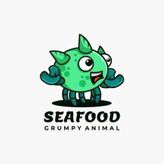 Seafood character mascot logo design vector illustration