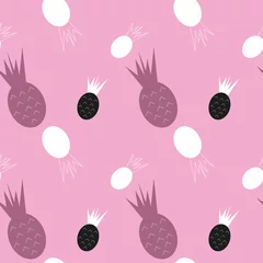 Raamstickers Seamless Pattern with cute Pineapples.Vector texture for textile, wrapping, wallpapers and other surfaces. © lena10sheiko