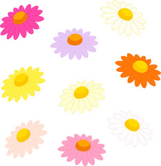 横向きのマーガレットの花イラスト　アイコンセット