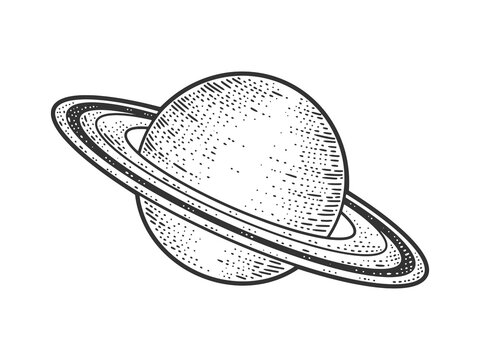 Saturn Planet In Solar System Sketch Raster