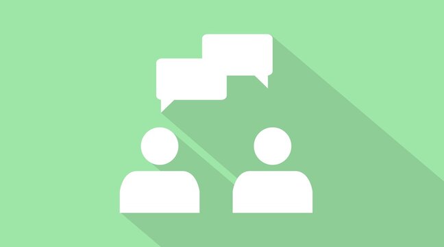 Talking icon. Illustration of two people having a convertation