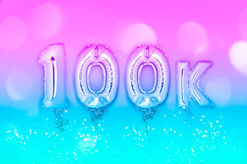 Silver Number Balloons 100K