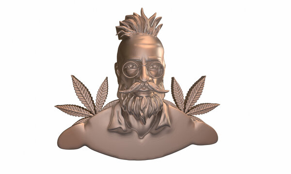 3d render of a hippy stoner with his arms in the air