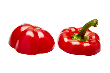 red bell pepper chopped into pieces isolate on white background