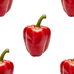 seamless pattern red bell pepper on white background