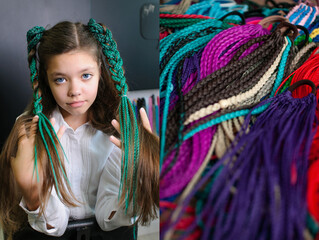 Girl with colored braids hairstyle